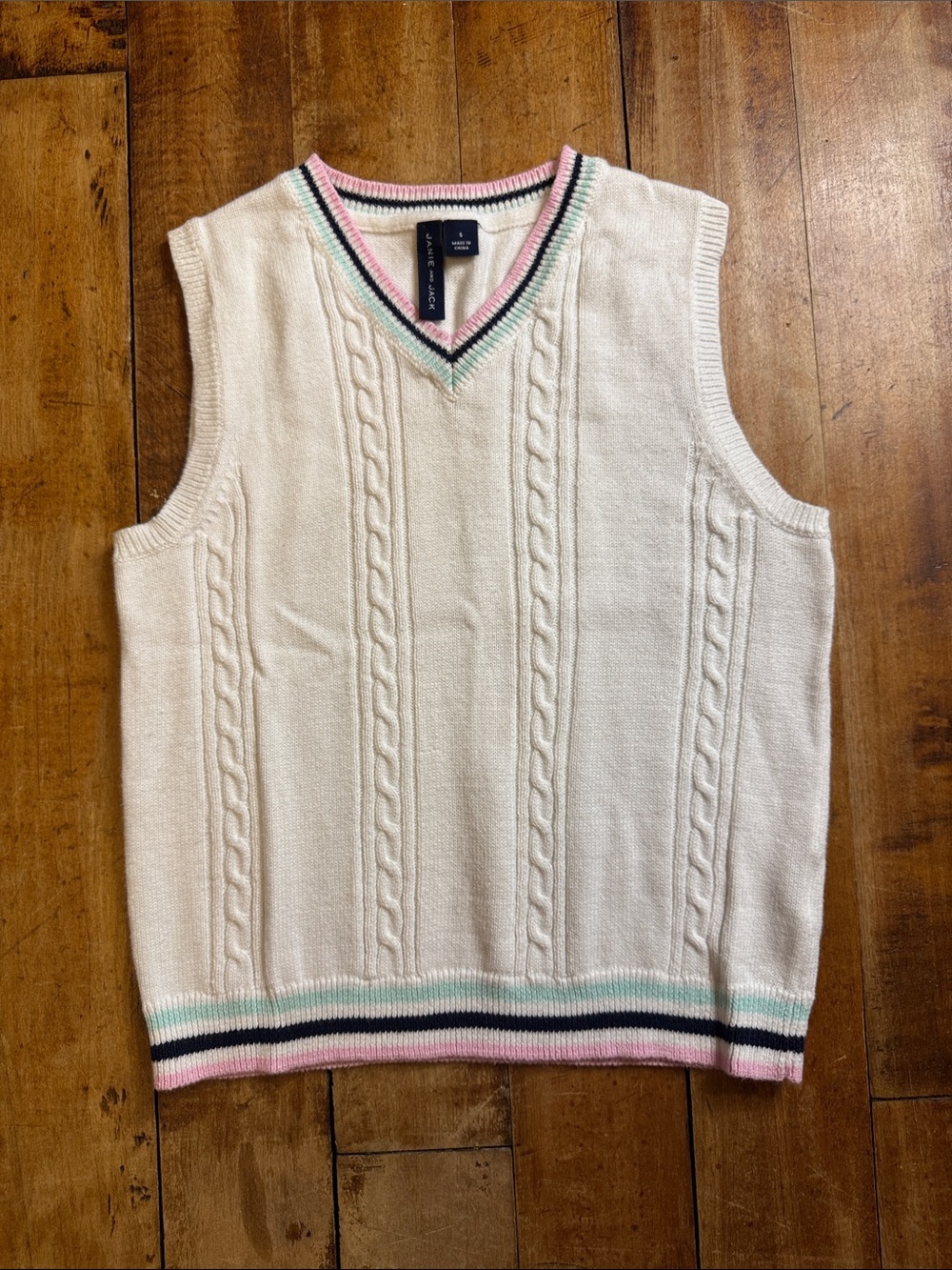 Janie and Jack White Sweater Vest size 6 cotton wedding preppy formal pictures